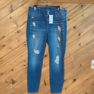 torrid Medium Blue Distressed High-Rise Skinny Jeans